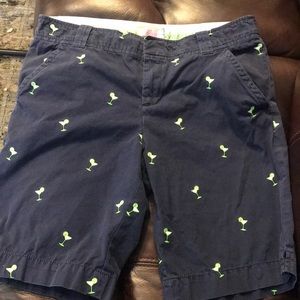 Navy Bermuda shorts with martini glasses size 10